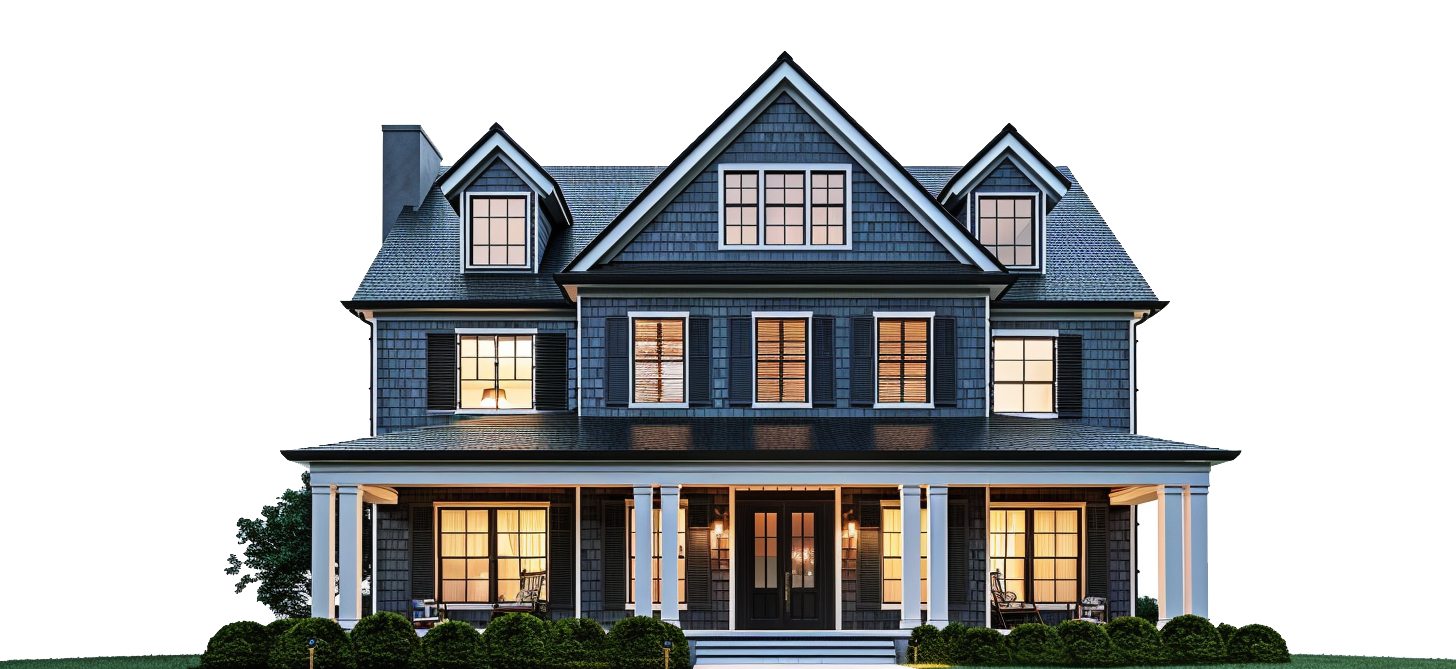 Elegant dark blue suburban home